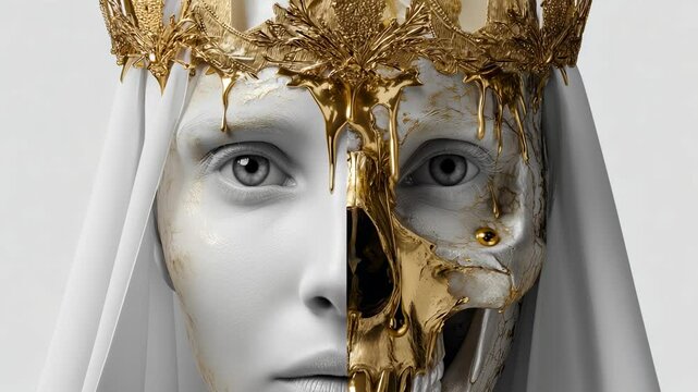 Golden Decay Face Art, Beauty and Mortality in an Artistic Expression
