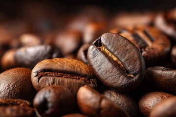 Nahaufnahme gerösteter Kaffeebohnen


