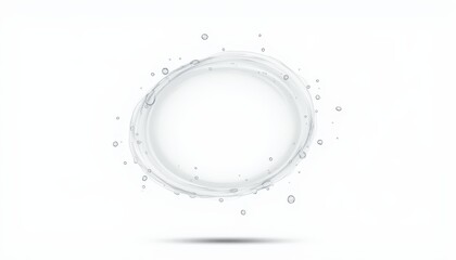 a swirling water ring with droplets suspended, on a clean white background