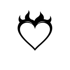Heart with flames vector graphic illustration for love fire passion and burning desire concept design