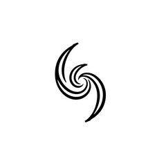Abstract swirl vector design element for logo or icon with spiral shape in black and white minimal style art