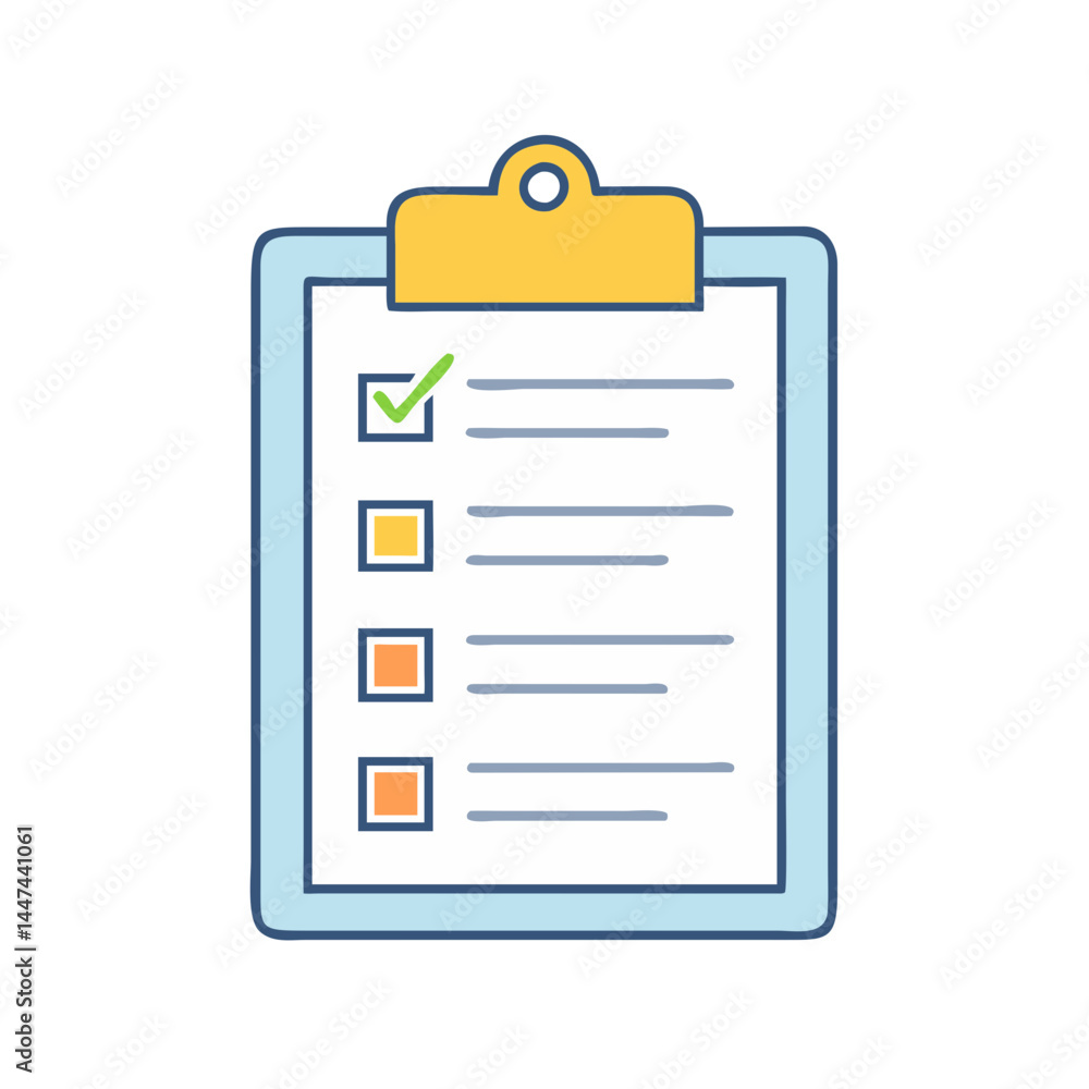 Poster clipboard checklist task list check mark survey form document business report information data