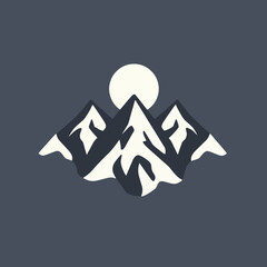 Mountain range peaks landscape nature outdoor adventure travel hiking camping scenic view graphic design art 