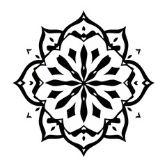 Black and white floral mandala design intricate vector illustration for meditation and relaxation art print design