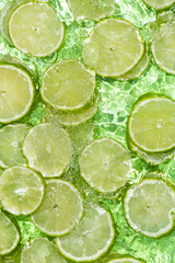Citrus Lime Splash In Water. Tropical Summer Vibes