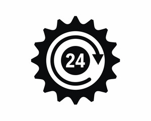 24 Hour Service icon silhouette vector illustration