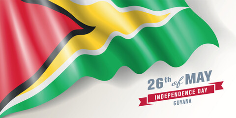 Guyana independence day vector banner, greeting card