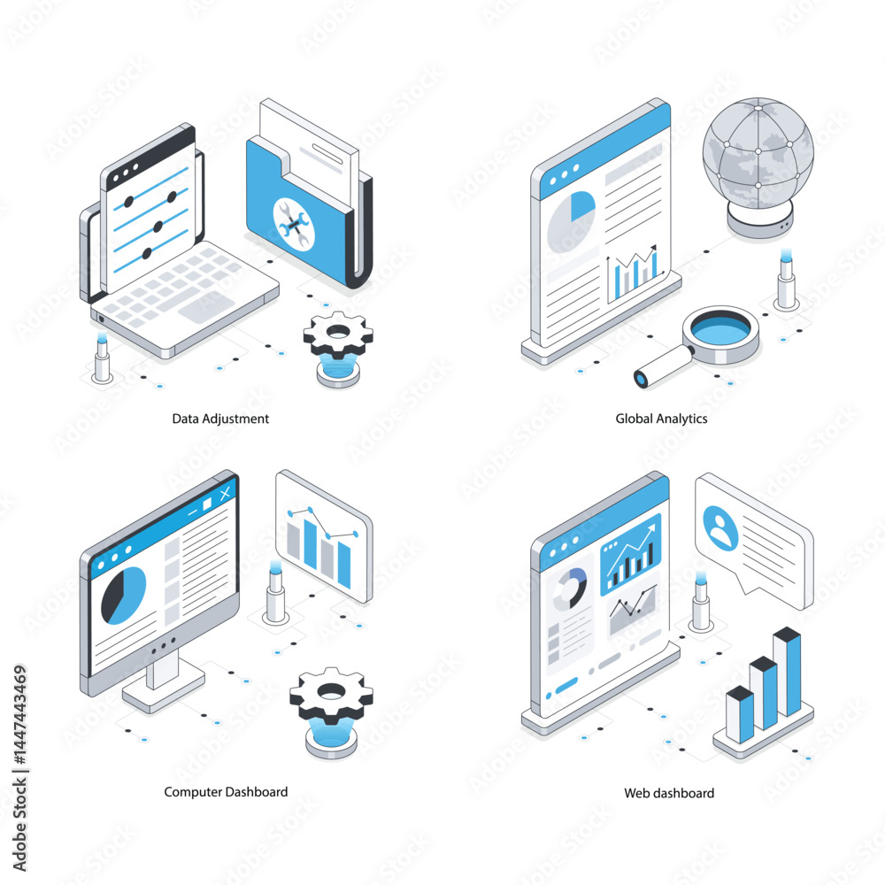 Poster set of web analytics 4