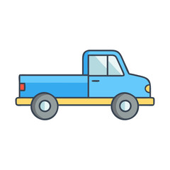 Blue pickup truck vector illustration for transportation design and automotive industry projects needs