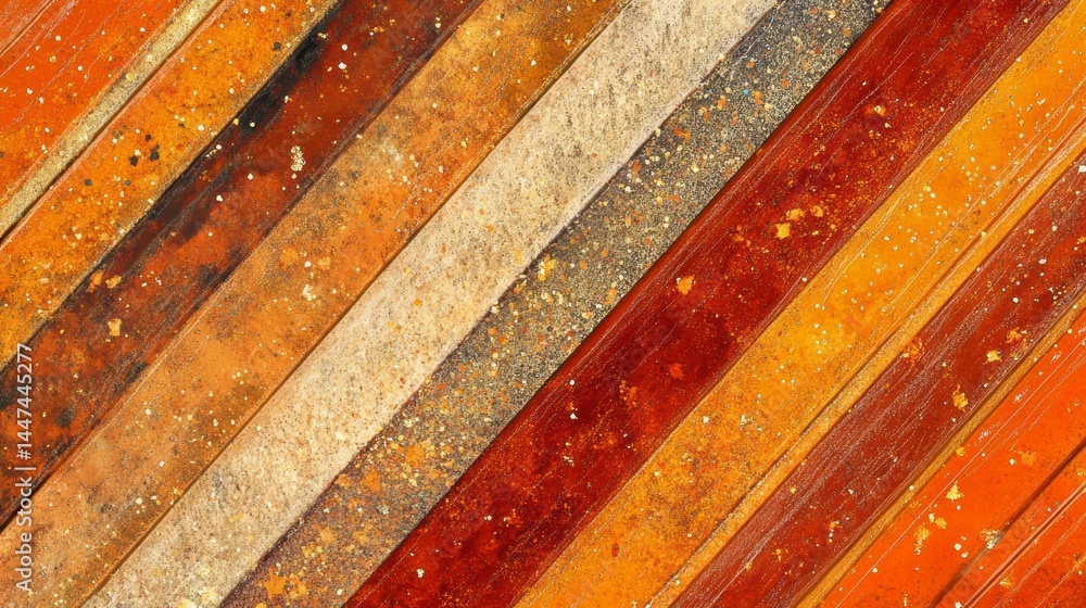 Poster abstract diagonal pattern of various orange and brown hues with subtle texture.