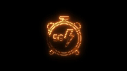 5g network speed glowing neon sign on black background animated technology icon wireless connection symbol for high speed data communication - Powered by Adobe