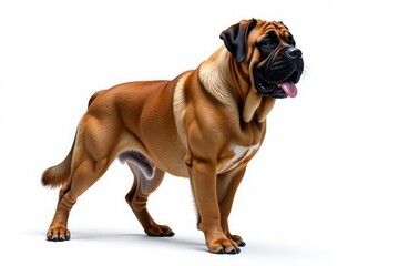 Fototapeta premium Majestic mastiff, powerful stance, white background, close-up, pet photography