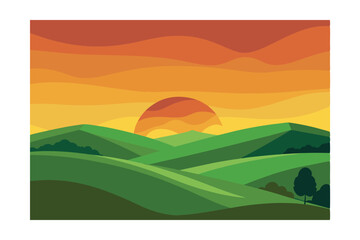 Obraz premium vector illustration of a landscape