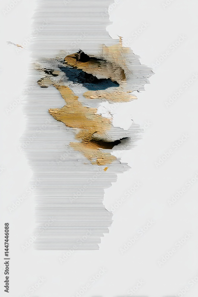 Poster abstract conceptual art with double exposure effect featuring artistic textures in soft hues, ideal 