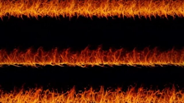 Two parallel bands of orange-red flames against a black background.  Flames have detailed textures, and appear in a repeating pattern,  like a fiery border