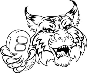 Fototapeta premium A wildcat or bobcat gamer with video game controller sports team animal mascot