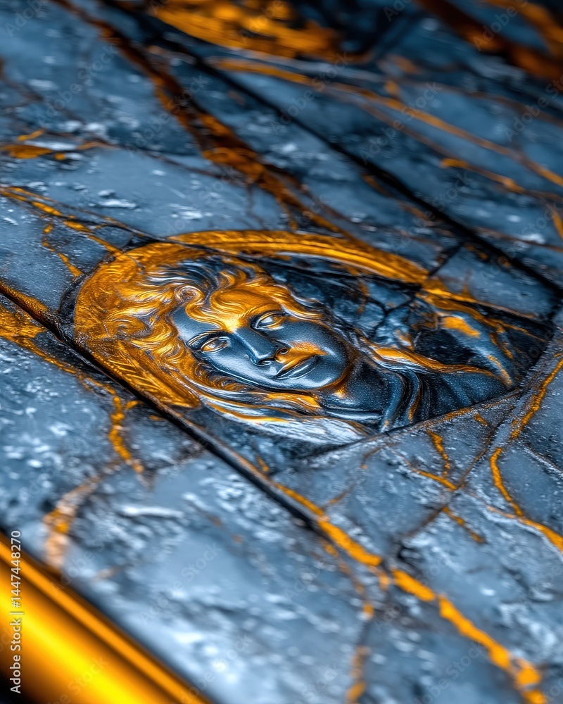 Aufkleber intricate abstract artwork featuring a dual exposure of a resilient figure on textured surface with 