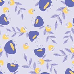 seamless pattern with purple floral element