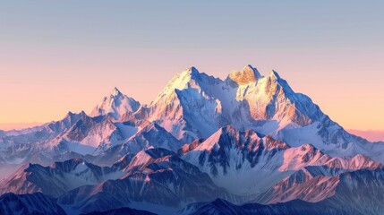 Rocky mountain range with sunrise lighting the peaks