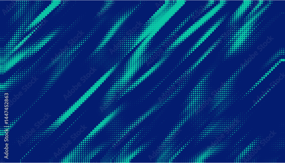 Aufkleber Triangular halftone texture retro wave vector. Geometric technology abstract diagonal dotted background. Half tone retro comic pattern. Minimal 80s style dynamic tech structure wallpaper.	