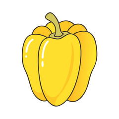 Illustration of yellow bell pepper vegetable sweet pepper capsicum healthy food fresh ingredient cooking