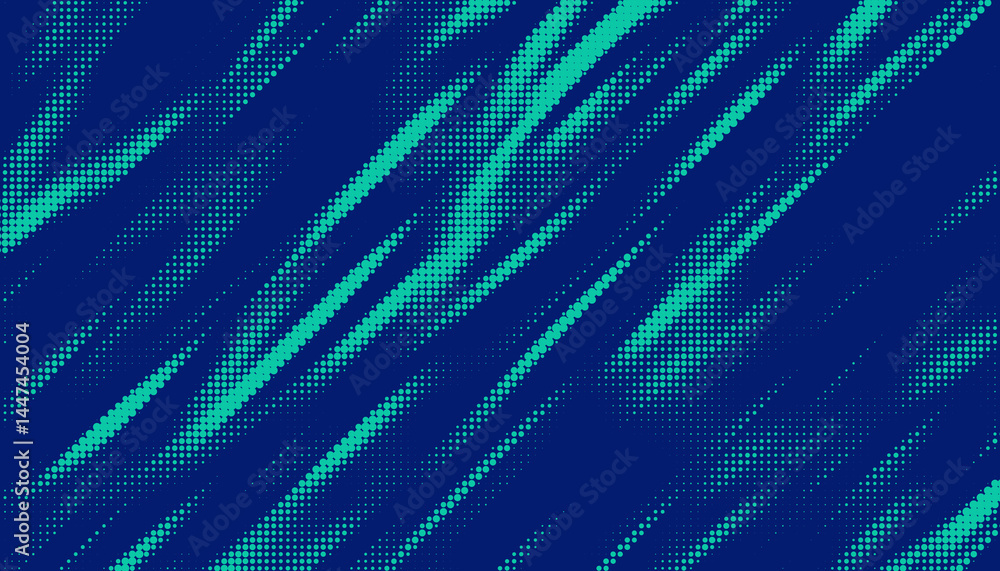 Aufkleber Triangular halftone texture retro wave vector. Geometric technology abstract diagonal dotted background. Half tone retro comic pattern. Minimal 80s style dynamic tech structure wallpaper.	
