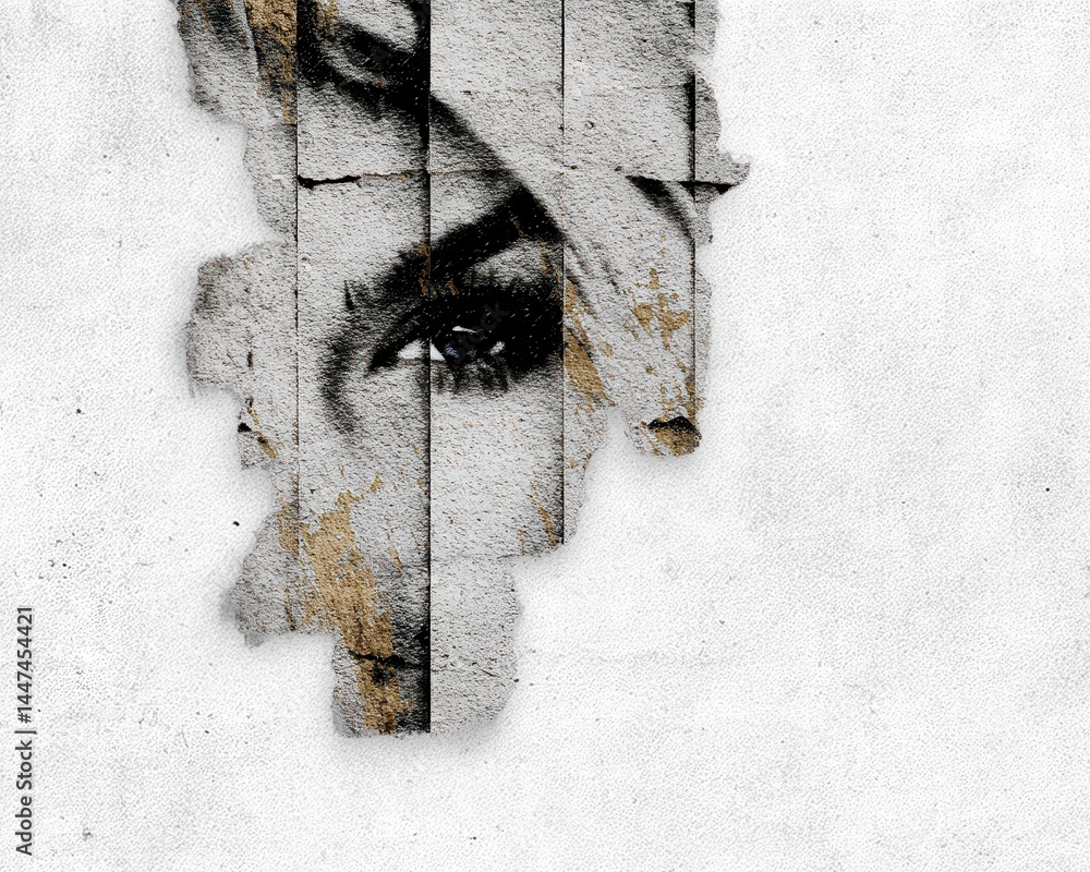 Poster abstract artistic conceptual double exposure portrait with textured background and grunge elements f