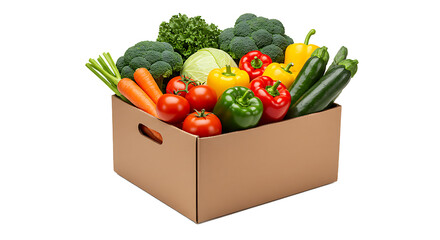 Box filled with fresh vegetables on black background