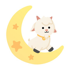 ied adha sticker with moon and goat