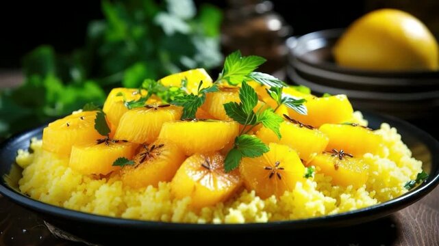 Brazilian food couscous with fruit.
