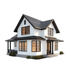3d render of simple house, on Png Format and Transparent Background