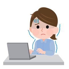 寒くて震える女性会社員