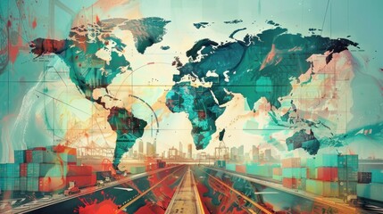 Fototapeta premium Creative drawing of international trade routes
