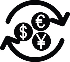 Clean vector illustration of Currency exchange symbol silhouette in black.