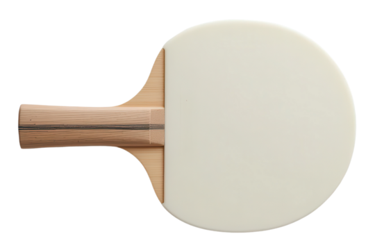 Classic wooden table tennis paddle isolated on a transparent background