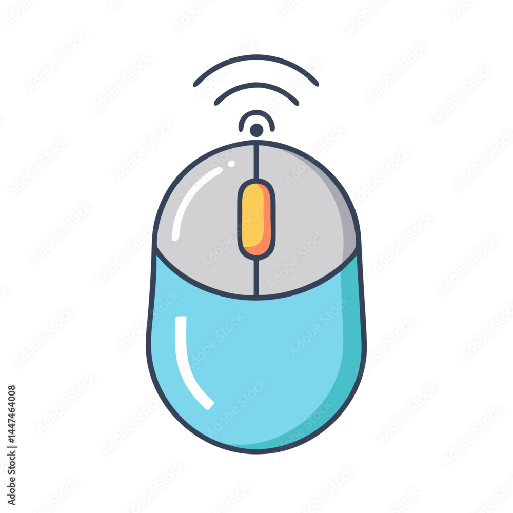 Poster Illustration of wireless mouse computer device technology input peripheral connection gadget tool