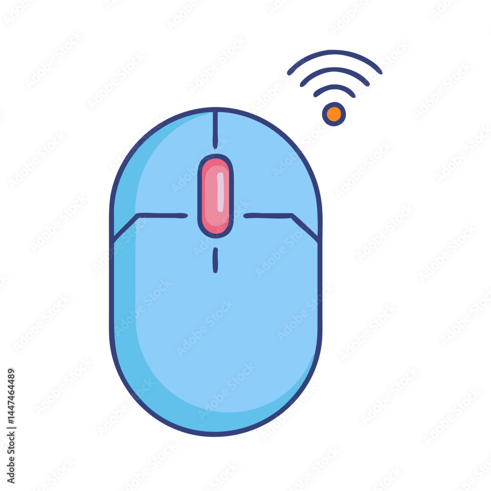 Poster illustration of wireless mouse computer device technology gadget peripheral input connection tool ac