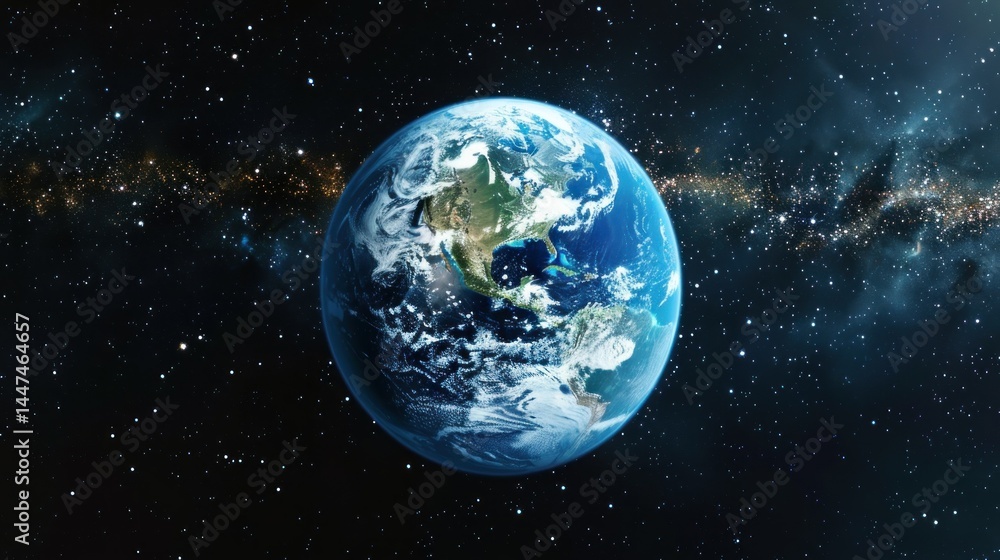 Poster earth from space with connected dots showing global reach