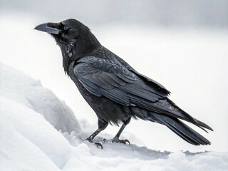 crow on the snow