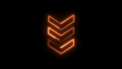 Neon orange chevron arrow animation on black background