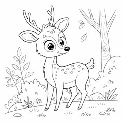 coloring page outline of cute deer