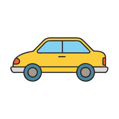 Yellow car illustration for kids, simple vehicle drawing, cartoon car image, transportation design
