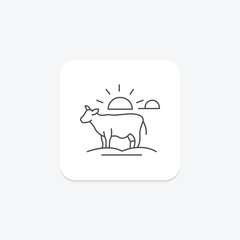 Cow In Sunset, vector, pixel perfect, illustrator file