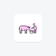 Farmer Feeding Cow, vector, pixel perfect, illustrator file