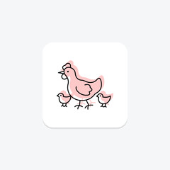 Hen With Chicks, vector, pixel perfect, illustrator file