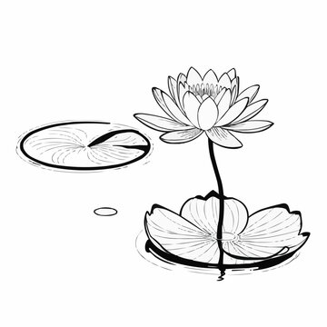 black and white lotus flower on water clip art preview