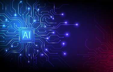 Abstract AI circuit board background. featuring futuristic artificial intelligence electronic technology motherboard concept.
