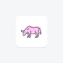 Bull Grazing, vector, pixel perfect, illustrator file