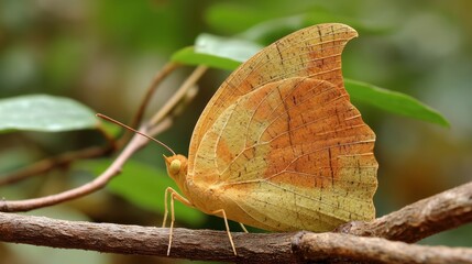 Obraz premium Orange Oakleaf Butterfly on Branch, Detailed Nature Macro