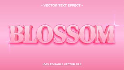Blossom text, shiny pink editable text effect style
